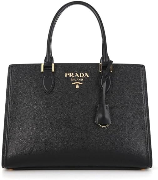 Prada Black Saffiano Lux Leather Large Satchel Handbag 1BA228